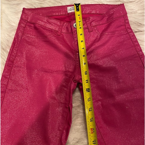 Aeropostale - Sexy  Skinny / Stretch Pink Metallic Pants - size 5/6 - BEAUTIFUL - Picture 3 of 8